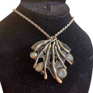 Artisan Druzy Branch Necklace Boho Anthro Style Nature Pendant